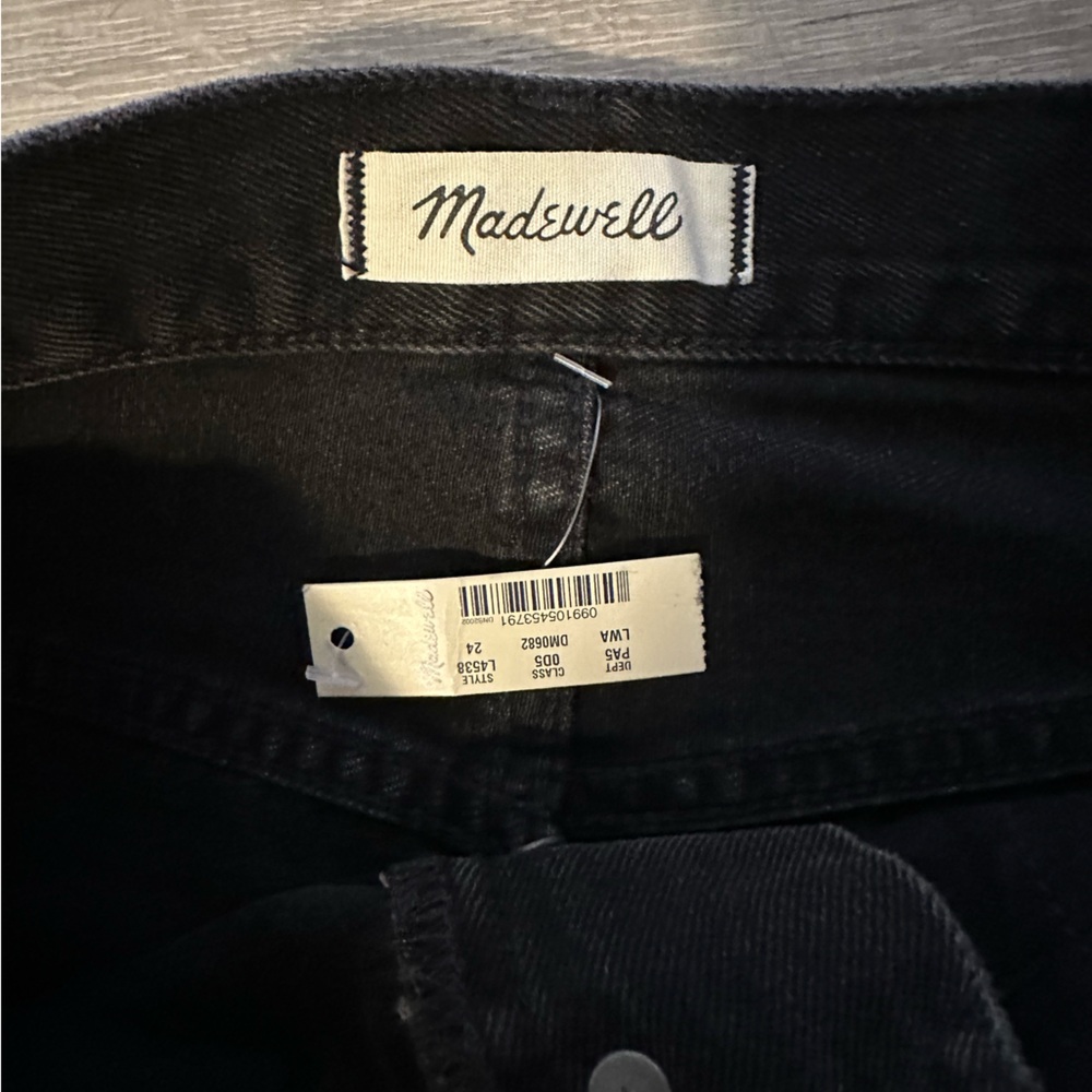 Madewell Women’s Rigid Denim Button Front A-Line Short Mini Skirt in Black Sz 24 - Picture 10 of 12